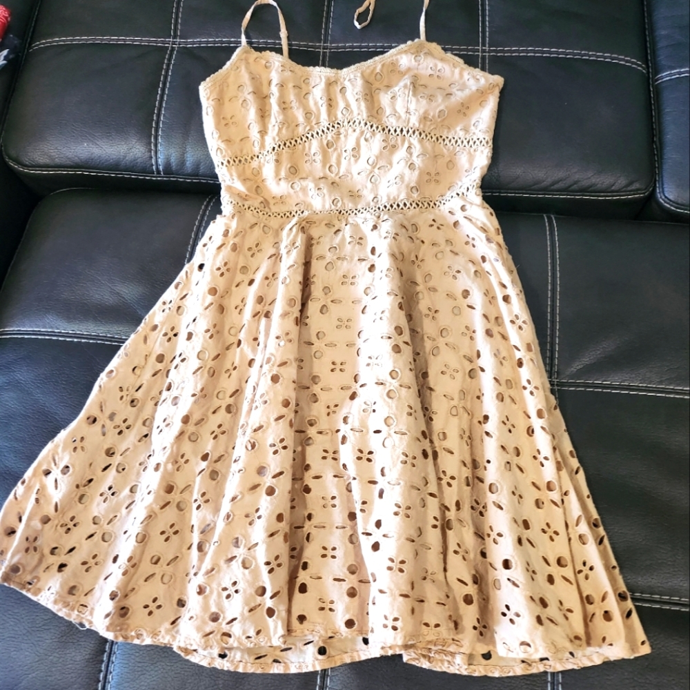 Venus Tan Eyelet Dress Size 10